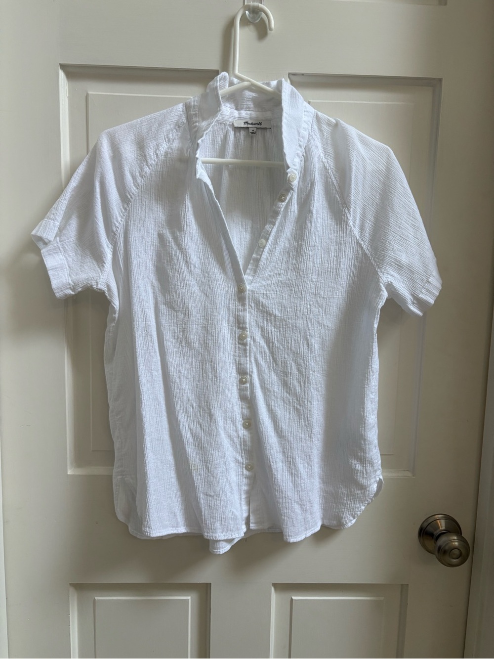 Madewell White Short-Sleeve Button-Up Women’s Shirt